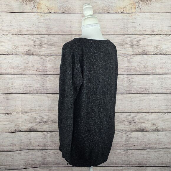 Graham & Spencer Wool Silk Blend Pullover Small Oversized Zipper Black White - Picture 3 of 8